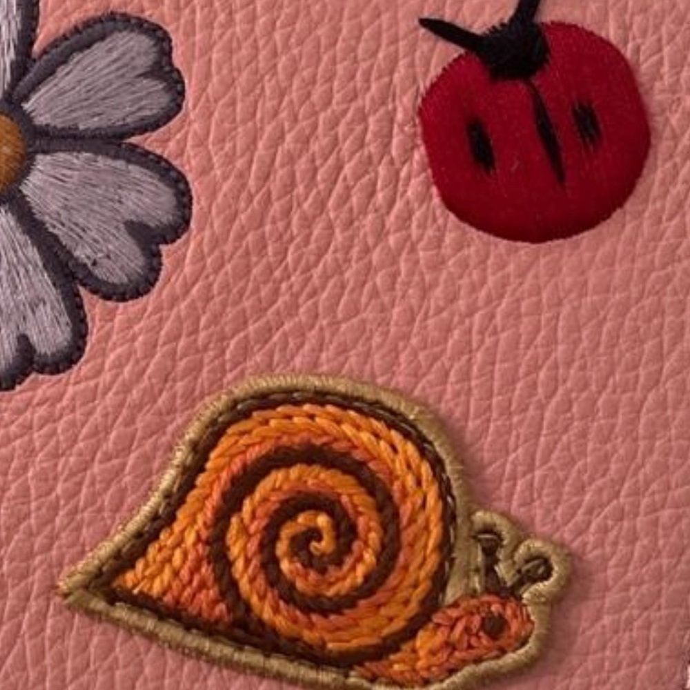 Coach Pink Leather Wallet with Embroidered Motifs - Picture 9 of 11